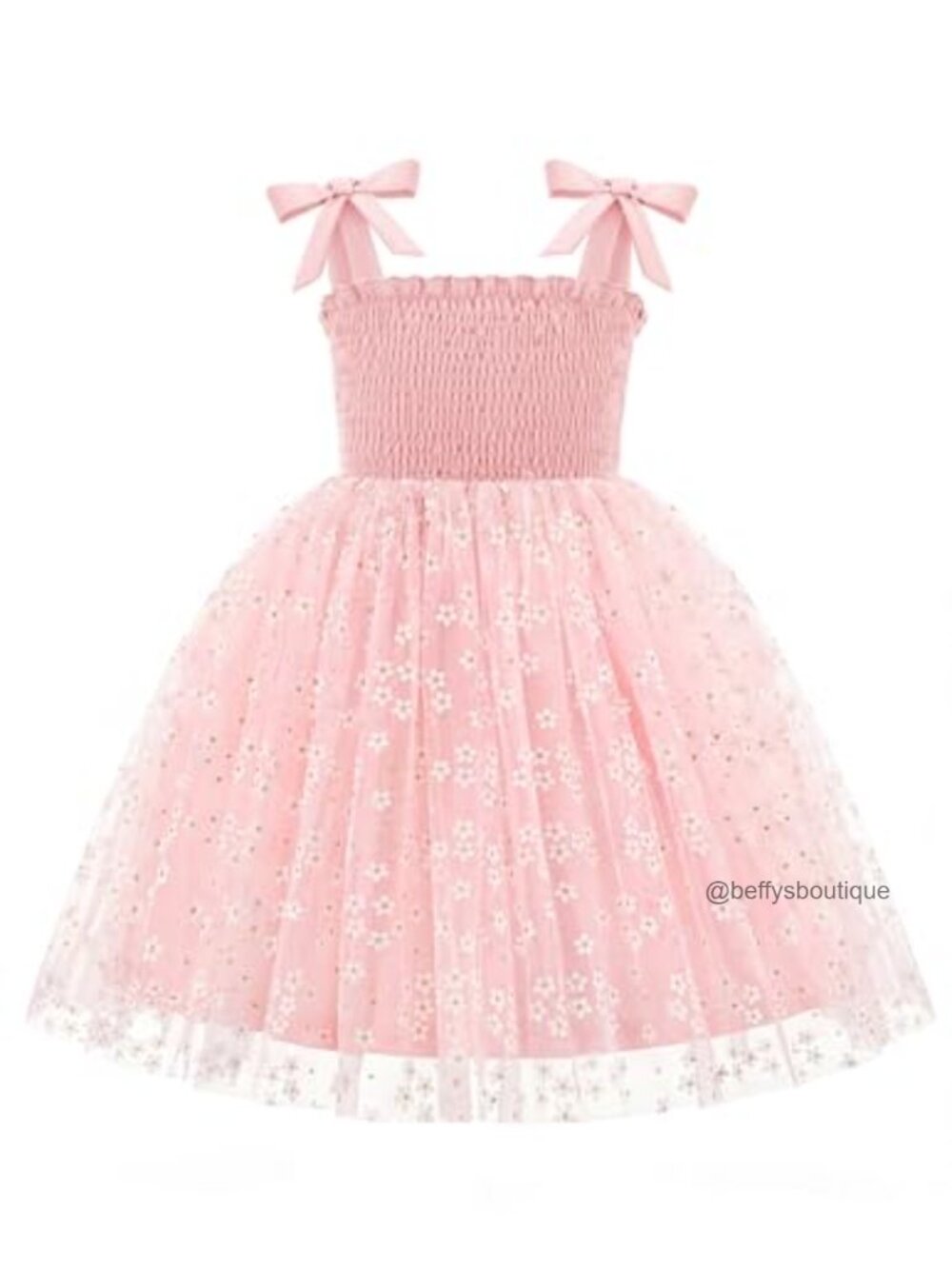 Toddler Girls Tutu Dress with Bow-Tie Straps, A-Line Pleated Tulle Skirt,